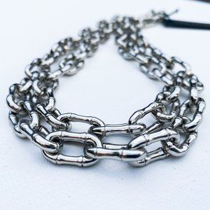 NEW ANN TAYLOR Women's Silver-tone Bamboo Chain necklace - NEW with tags